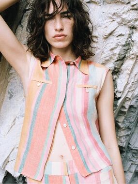 Emporio Sirenuse Stripped Linen Kaftan